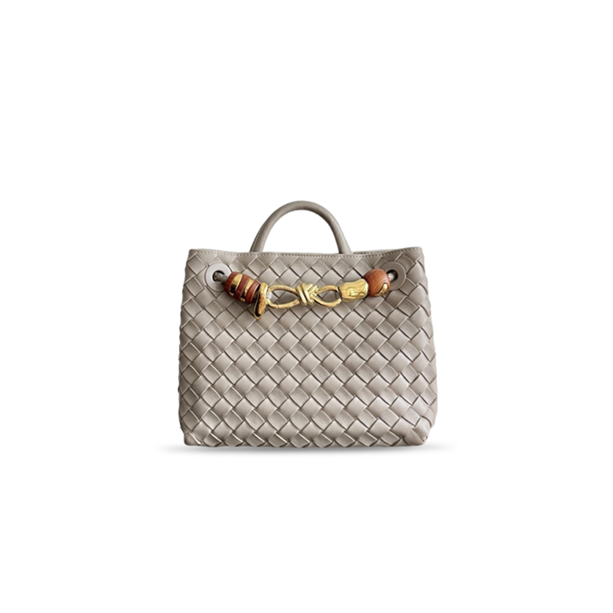 BOTTEGA VENETA SMALL ANDIAMO IN STONE GRAY BAG 743568 (25*22*10.5cm)